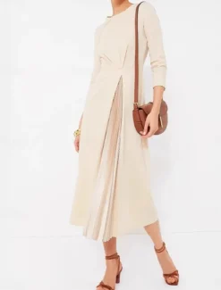 Hot Women's Midi Dress A Line Dress Elegant Stylish Basic Vacation Party Work Regular Fit Plain 3/4 Length Sleeve V Neck Spring Fall Women Work Dresses