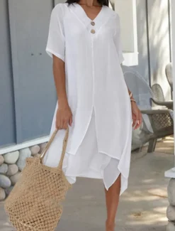 Clearance Women's Midi Dress A Line Dress Summer Dress Casual Daily Regular Fit Graphic Plain Half Sleeve V Neck Black White Navy Blue Summer Women Dresses