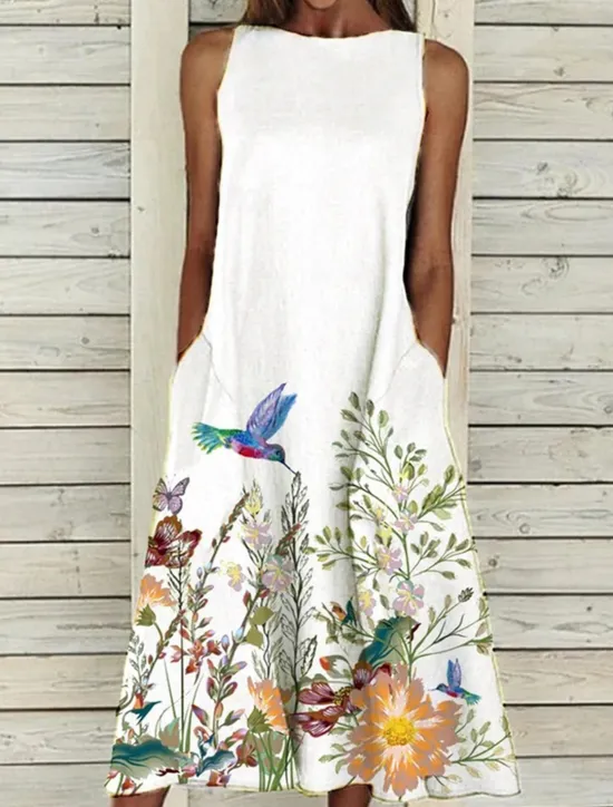 Online Women's Midi Dress A Line Dress T Shirt Dress Tee Dress Off The Shoulder Dress Athletic Dress Casual Vacation Daily Regular Fit Floral Sleeveless Off Shoulder Yellow Red Blue Purple Summer Women Sundresses
