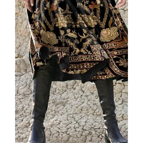 Online Women's Midi Dress A Line Dress Casual Dress Winter Dress Swing Dress Fashion Streetwear Mature Formal Outdoor Vacation Regular Fit Floral Long Sleeve Crew Neck Spring Fall Winter Women Casual Dress