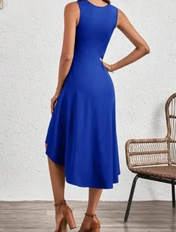 Best Women's Midi Dress A Line Dress Solid Color Bodycon Dress Work Dresses Semi Formal Office Slim Graphic Sleeveless Crew Neck Black Pink Red Blue Summer Women Work Dresses