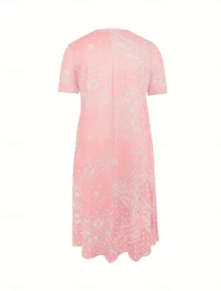 Best Women's Midi Dress A Line Dress Summer Dress Casual Daily Regular Fit Paisley Short Sleeve Square Neck Pink Red Blue Gray Summer Women Sundresses|Casual Dress
