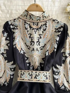 Women's Midi Dress Boho Dress Fashion Holiday Going out Weekend Regular Fit Flower Long Sleeve Shirt Collar Black Blue Apricot Summer Women Floral Dresses