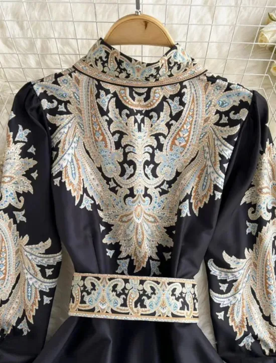 Women's Midi Dress Boho Dress Fashion Holiday Going out Weekend Regular Fit Flower Long Sleeve Shirt Collar Black Blue Apricot Summer Women Floral Dresses