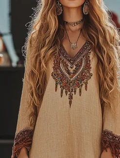 Women's Midi Dress Boho Dress Print Dress Western Dress Fashion Modern Outdoor Holiday Regular Fit Flower Long Sleeve V Neck Summer Women Floral Dresses