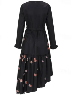 Outlet Women's Midi Dress Boho Dress Print Dress Western Dress Fashion Outdoor Vacation Weekend Regular Fit Plain Long Sleeve V Neck Summer Women Floral Dresses