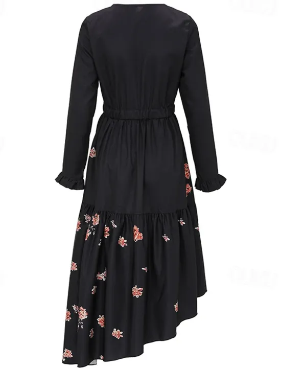 Outlet Women's Midi Dress Boho Dress Print Dress Western Dress Fashion Outdoor Vacation Weekend Regular Fit Plain Long Sleeve V Neck Summer Women Floral Dresses