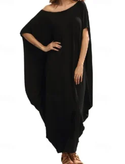 Hot Women's Midi Dress Casual Dress Fashion Classic Modern Vacation Holiday Going out Regular Fit Plain Short Sleeve Crew Neck Black Wine Green Summer Women T Shirt Dresses