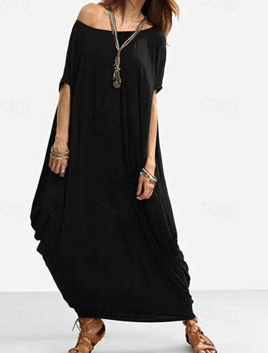 Hot Women's Midi Dress Casual Dress Fashion Classic Modern Vacation Holiday Going out Regular Fit Plain Short Sleeve Crew Neck Black Wine Green Summer Women T Shirt Dresses