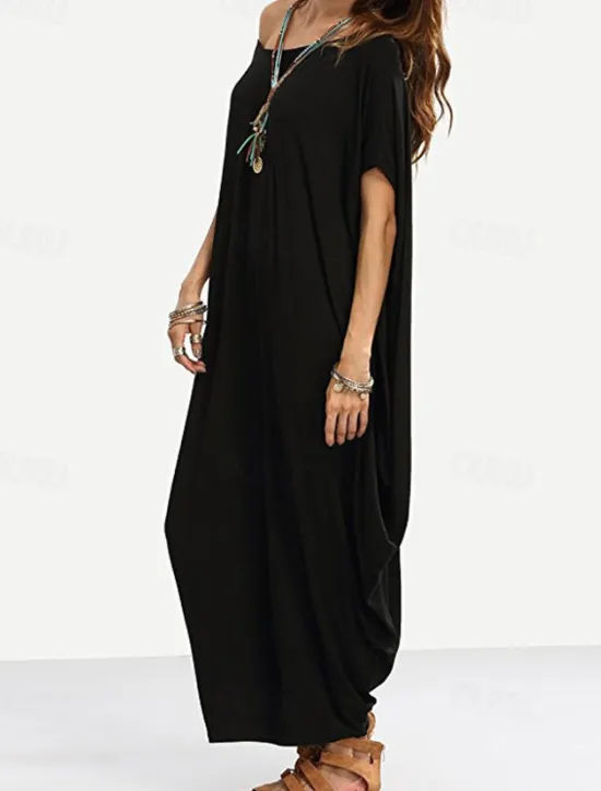 Hot Women's Midi Dress Casual Dress Fashion Classic Modern Vacation Holiday Going out Regular Fit Plain Short Sleeve Crew Neck Black Wine Green Summer Women T Shirt Dresses
