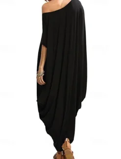 Hot Women's Midi Dress Casual Dress Fashion Classic Modern Vacation Holiday Going out Regular Fit Plain Short Sleeve Crew Neck Black Wine Green Summer Women T Shirt Dresses