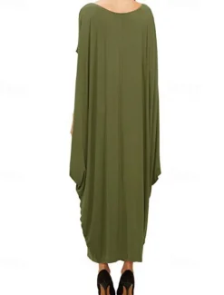 Hot Women's Midi Dress Casual Dress Fashion Classic Modern Vacation Holiday Going out Regular Fit Plain Short Sleeve Crew Neck Black Wine Green Summer Women T Shirt Dresses