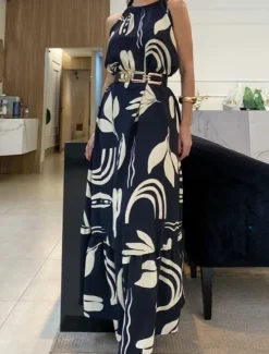 New Women's Midi Dress Casual Dress A Line Dress Stylish Casual Vacation Daily Regular Fit Floral Sleeveless Crew Neck Black White Summer Women Floral Dresses