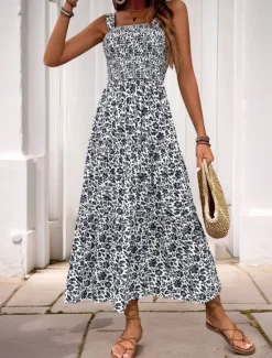 Sale Women's Midi Dress Casual Dress Slip Dress Stylish Casual Vacation Daily Regular Fit Floral Sleeveless Strap Black Navy Blue Blue Orange Summer Women Spring Dresses