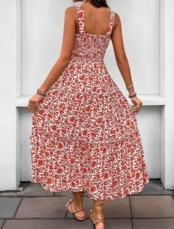 Sale Women's Midi Dress Casual Dress Slip Dress Stylish Casual Vacation Daily Regular Fit Floral Sleeveless Strap Black Navy Blue Blue Orange Summer Women Spring Dresses