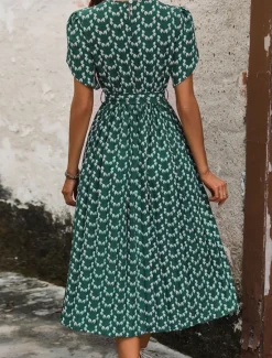 Outlet Women's Midi Dress Casual Dress A Line Dress Stylish Casual Vacation Daily Regular Fit Floral Short Sleeve V Neck Summer Women Spring Dresses|Floral Dresses