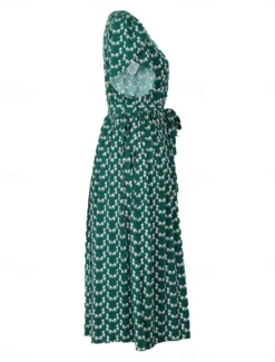 Outlet Women's Midi Dress Casual Dress A Line Dress Stylish Casual Vacation Daily Regular Fit Floral Short Sleeve V Neck Summer Women Spring Dresses|Floral Dresses