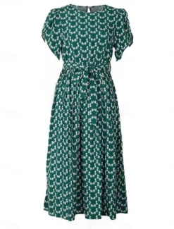 Outlet Women's Midi Dress Casual Dress A Line Dress Stylish Casual Vacation Daily Regular Fit Floral Short Sleeve V Neck Summer Women Spring Dresses|Floral Dresses