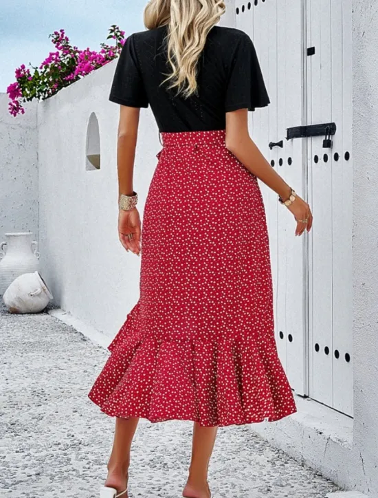 Women's Midi Dress Casual Dress Wrap Dress Summer Dress Fashion Modern Daily Weekend Regular Fit Leopard Short Sleeve V Neck Wine Green Apricot Summer Women Floral Dresses