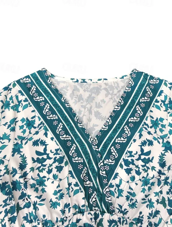 New Women's Midi Dress Casual Dress A Line Dress Summer Dress Boho Dress Hawaiian Stylish Vacation Daily Date Regular Fit Floral Short Sleeve V Neck Summer Women Spring Dresses