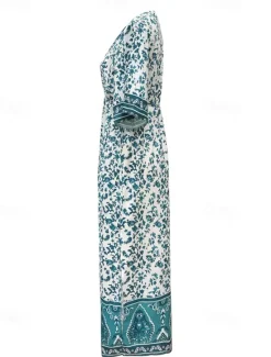 New Women's Midi Dress Casual Dress A Line Dress Summer Dress Boho Dress Hawaiian Stylish Vacation Daily Date Regular Fit Floral Short Sleeve V Neck Summer Women Spring Dresses