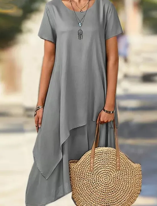 Outlet Women's Midi Dress Casual Dress T Shirt Dress Tee Dress Classic Modern Outdoor Vacation Daily Regular Fit Plain Short Sleeve Crew Neck Summer Women T Shirt Dresses