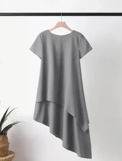Outlet Women's Midi Dress Casual Dress T Shirt Dress Tee Dress Classic Modern Outdoor Vacation Daily Regular Fit Plain Short Sleeve Crew Neck Summer Women T Shirt Dresses