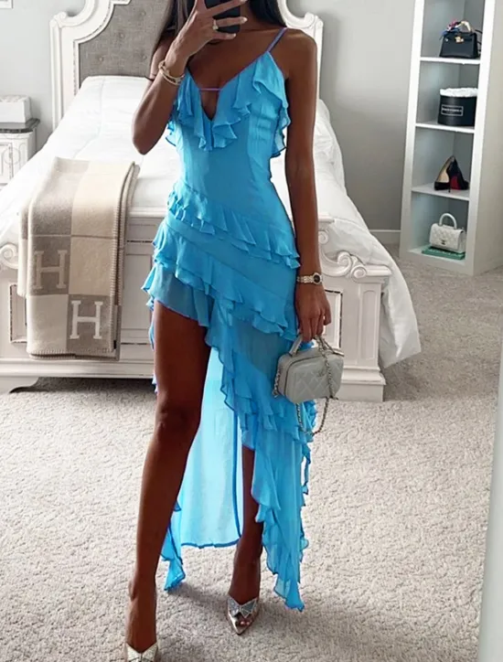 Discount Women's Midi Dress Casual Dress Cocktail Dress Wedding Guest Dress Chiffon Dress Fashion Outdoor Holiday Date Regular Fit Plain Sleeveless Spaghetti Strap Summer Spring Women Cocktail Dress