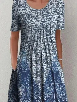 Clearance Women's Midi Dress Casual Dress Shift Dress Floral Print Ruched Print Crew Neck Basic Classic Daily Vacation Short Sleeve Summer Spring Women Spring Dresses|T Shirt Dresses