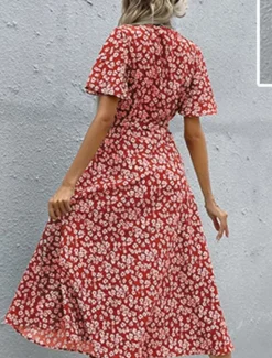 Outlet Women's Midi Dress Casual Dress A Line Dress Stylish Casual Vacation Daily Regular Fit Floral Short Sleeve V Neck Summer Women Spring Dresses