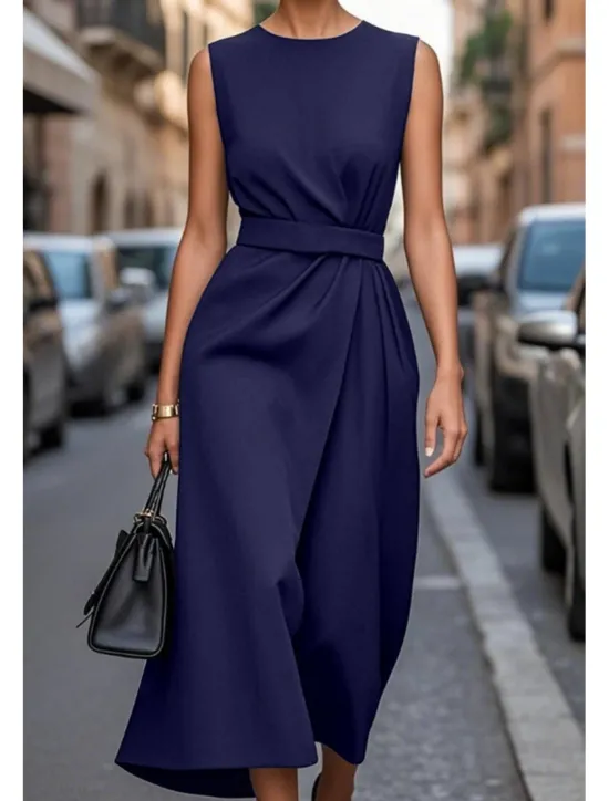 Outlet Women's Midi Dress Casual Dress Tank Dress Summer Dress Fashion Modern Daily Date Weekend Regular Fit Pure Color Sleeveless Crew Neck Black Purple Fuchsia Brown Summer Women Work Dresses|Casual Dress