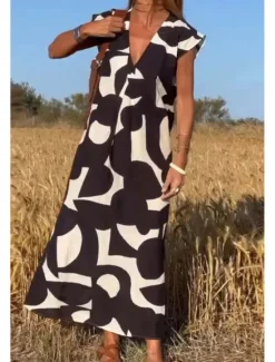 Hot Women's Midi Dress Casual Dress Print Dress Fashion Classic Outdoor Daily Holiday Regular Fit Flower Sleeveless V Neck Black Blue Orange Summer Women Floral Dresses
