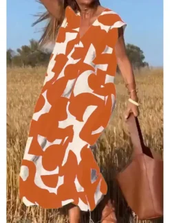 Hot Women's Midi Dress Casual Dress Print Dress Fashion Classic Outdoor Daily Holiday Regular Fit Flower Sleeveless V Neck Black Blue Orange Summer Women Floral Dresses