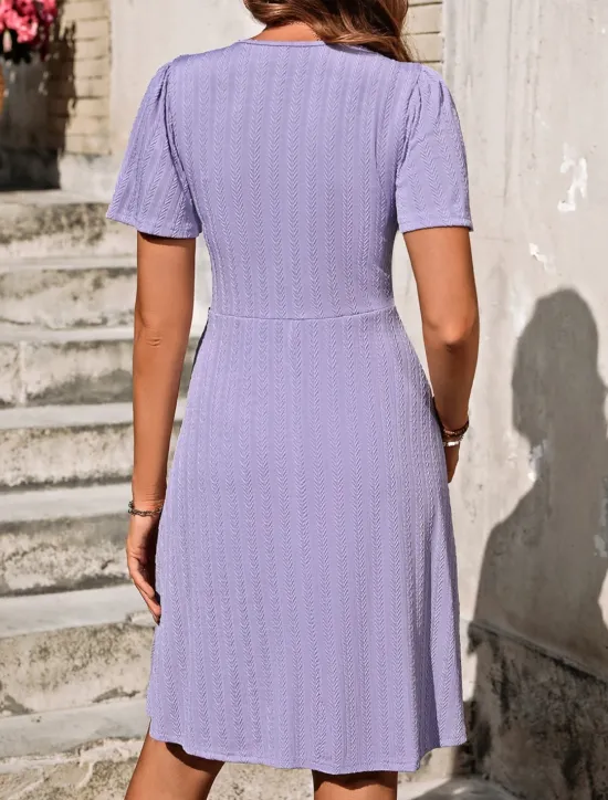 Outlet Women's Midi Dress Casual Dress A Line Dress Stylish Basic Casual Vacation Daily Regular Fit Plain Short Sleeve V Neck White Purple Summer Spring Women Cocktail Dress