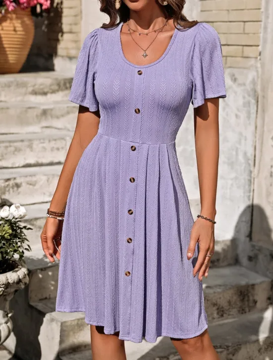 Outlet Women's Midi Dress Casual Dress A Line Dress Stylish Basic Casual Vacation Daily Regular Fit Plain Short Sleeve V Neck White Purple Summer Spring Women Cocktail Dress