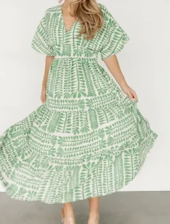 Discount Women's Midi Dress Casual Dress Boho Chic Dresses Boho Dress Bohemia Vintage Stylish Vacation Casual Daily Regular Fit Stripe Short Sleeve V Neck Black Light Green Light Blue Summer Spring Women Floral Dresses