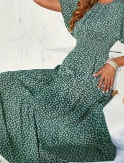 Best Women's Midi Dress Casual Dress Swing Dress A Line Dress Stylish Casual Vacation Daily Regular Fit Floral Short Sleeve V Neck Summer Women Spring Dresses|Floral Dresses