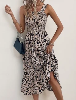 Hot Women's Midi Dress Casual Dress A Line Dress Slip Dress Stylish Casual Vacation Daily Regular Fit Graphic Sleeveless Strap Summer Women Vacation Dresses