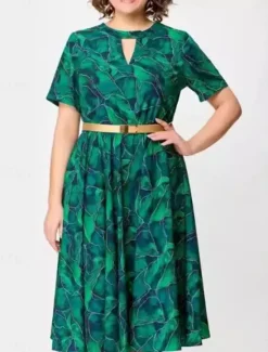 Outlet Women's Midi Dress Casual Dress A Line Dress Stylish Casual Vacation Daily Regular Fit Floral Short Sleeve Crew Neck V Neck Summer Women Floral Dresses