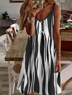 Clearance Women's Midi Dress Casual Dress Strap Dress Mini Dress Petite Dress Sundress Stylish Basic Sexy Vacation Daily Holiday Regular Fit Striped Sleeveless V Neck Black Wine Blue Green Summer Spring Women Sundresses
