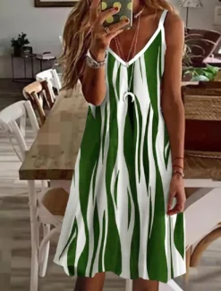 Clearance Women's Midi Dress Casual Dress Strap Dress Mini Dress Petite Dress Sundress Stylish Basic Sexy Vacation Daily Holiday Regular Fit Striped Sleeveless V Neck Black Wine Blue Green Summer Spring Women Sundresses