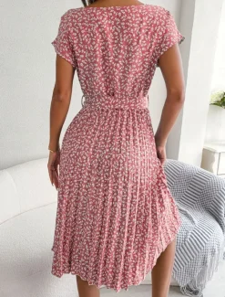 Clearance Women's Midi Dress Casual Dress A Line Dress Stylish Casual Vacation Daily Regular Fit Floral Short Sleeve Crew Neck Pink Light Blue Summer Spring Women Spring Dresses