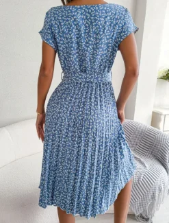 Clearance Women's Midi Dress Casual Dress A Line Dress Stylish Casual Vacation Daily Regular Fit Floral Short Sleeve Crew Neck Pink Light Blue Summer Spring Women Spring Dresses