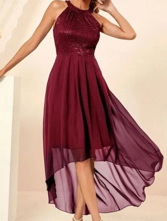 Women's Midi Dress Chiffon Dress A Line Dress Elegant Formal Wedding Party Regular Fit Sleeveless Crew Neck Navy Blue Purple Summer Women Work Dresses