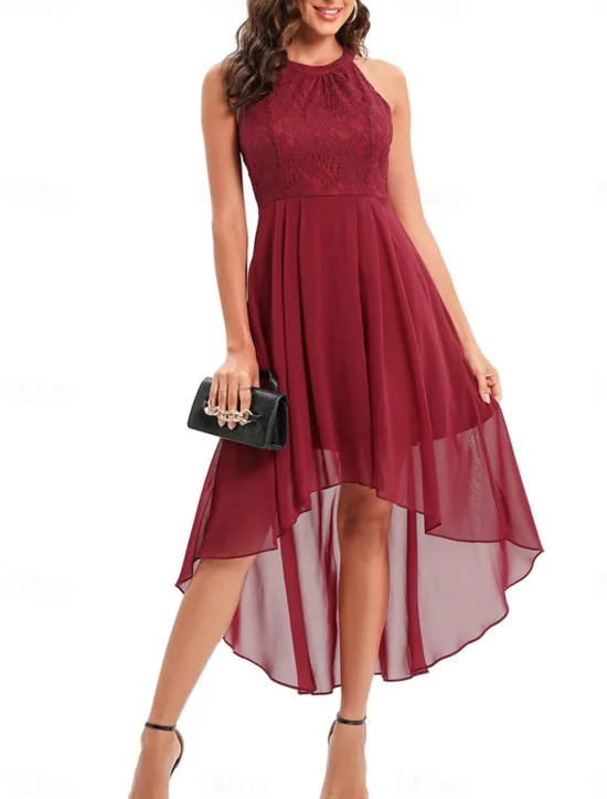 Women's Midi Dress Chiffon Dress A Line Dress Elegant Formal Wedding Party Regular Fit Sleeveless Crew Neck Navy Blue Purple Summer Women Work Dresses