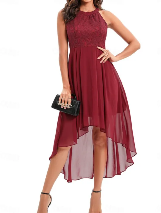 Women's Midi Dress Chiffon Dress A Line Dress Elegant Formal Wedding Party Regular Fit Sleeveless Crew Neck Navy Blue Purple Summer Women Work Dresses