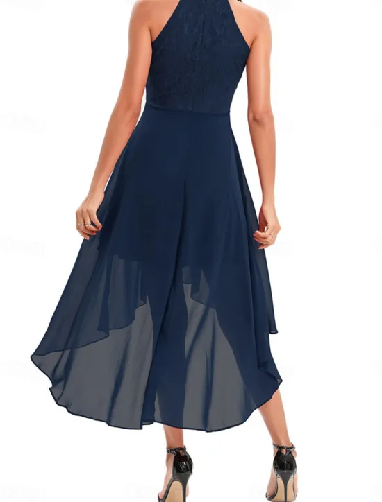 Women's Midi Dress Chiffon Dress A Line Dress Elegant Formal Wedding Party Regular Fit Sleeveless Crew Neck Navy Blue Purple Summer Women Work Dresses