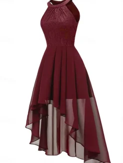 Women's Midi Dress Chiffon Dress A Line Dress Elegant Formal Wedding Party Regular Fit Sleeveless Crew Neck Navy Blue Purple Summer Women Work Dresses