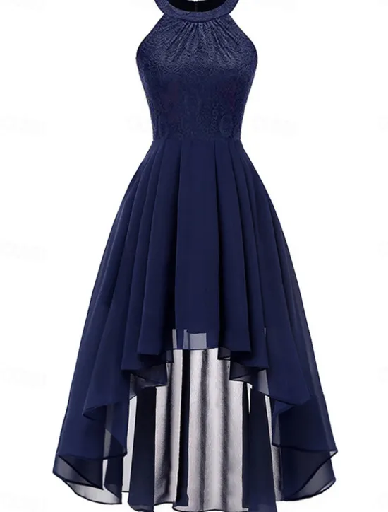 Women's Midi Dress Chiffon Dress A Line Dress Elegant Formal Wedding Party Regular Fit Sleeveless Crew Neck Navy Blue Purple Summer Women Work Dresses