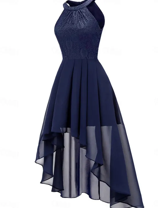 Women's Midi Dress Chiffon Dress A Line Dress Elegant Formal Wedding Party Regular Fit Sleeveless Crew Neck Navy Blue Purple Summer Women Work Dresses